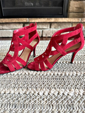 Marc Fisher Red Strappy Ankle Strap Heels